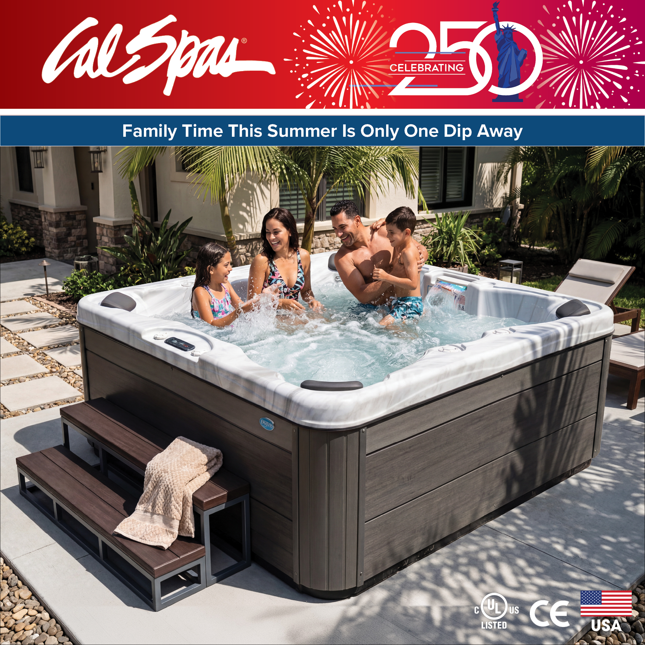 Calspas hot tub being used in a family setting - Westwood